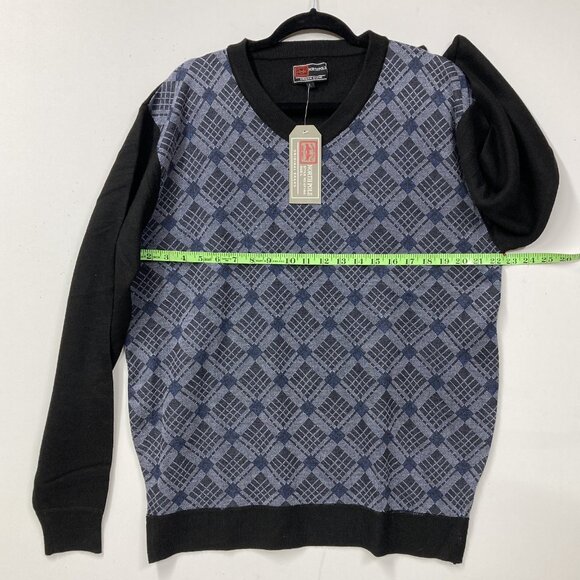 North Pole Men's Pullover Sweater, Size Large, V-Neck, Blue & Black Pattern NEW - Picture 4 of 8